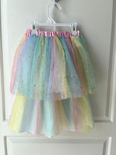 Little Girls Pastel Rainbow Tulle Tutu Skirts 2 Party Fairy Costume -One Size