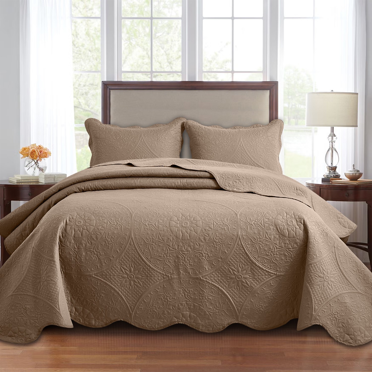 Luxury Quilt Bedspread Bedding Set Reversible Coverlet Throw