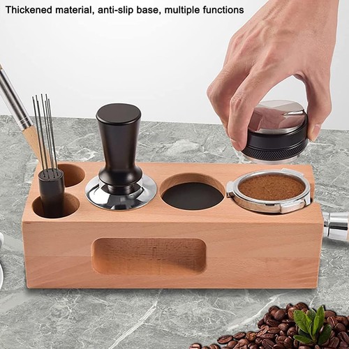 Espresso Tamping Station, Beech Wood Portafilter Holder Espresso Coffee Equip... - Picture 3 of 8