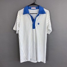 Vintage Boasters Pinstripe Blue White Polo Shirt Mens XL