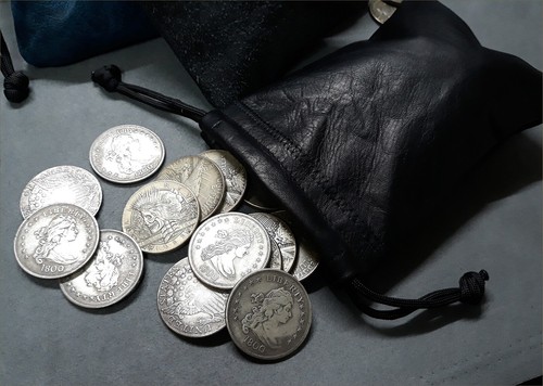 MONEDA DE CUERO GENUINO/BOLSAS DE DADOS HECHAS A MANO EN EE. UU. 5X7 PULGADAS - Imagen 3 de 3