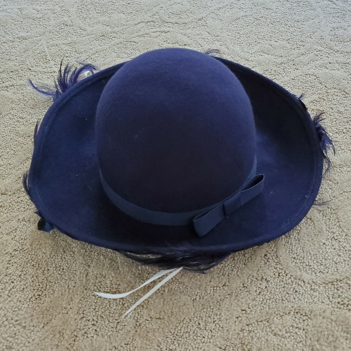 Jack Mcconnell Vintage Blue Lancaster 100% Wool Feather Hat  display picture 1