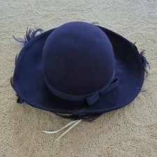 Jack Mcconnell Vintage Blue Lancaster 100 Wool Feather Hat Made In USA Flaw