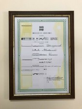 Cornice in legno NOCE - finto tarlo - filo oro 24 x 34 - x brevetto - diploma