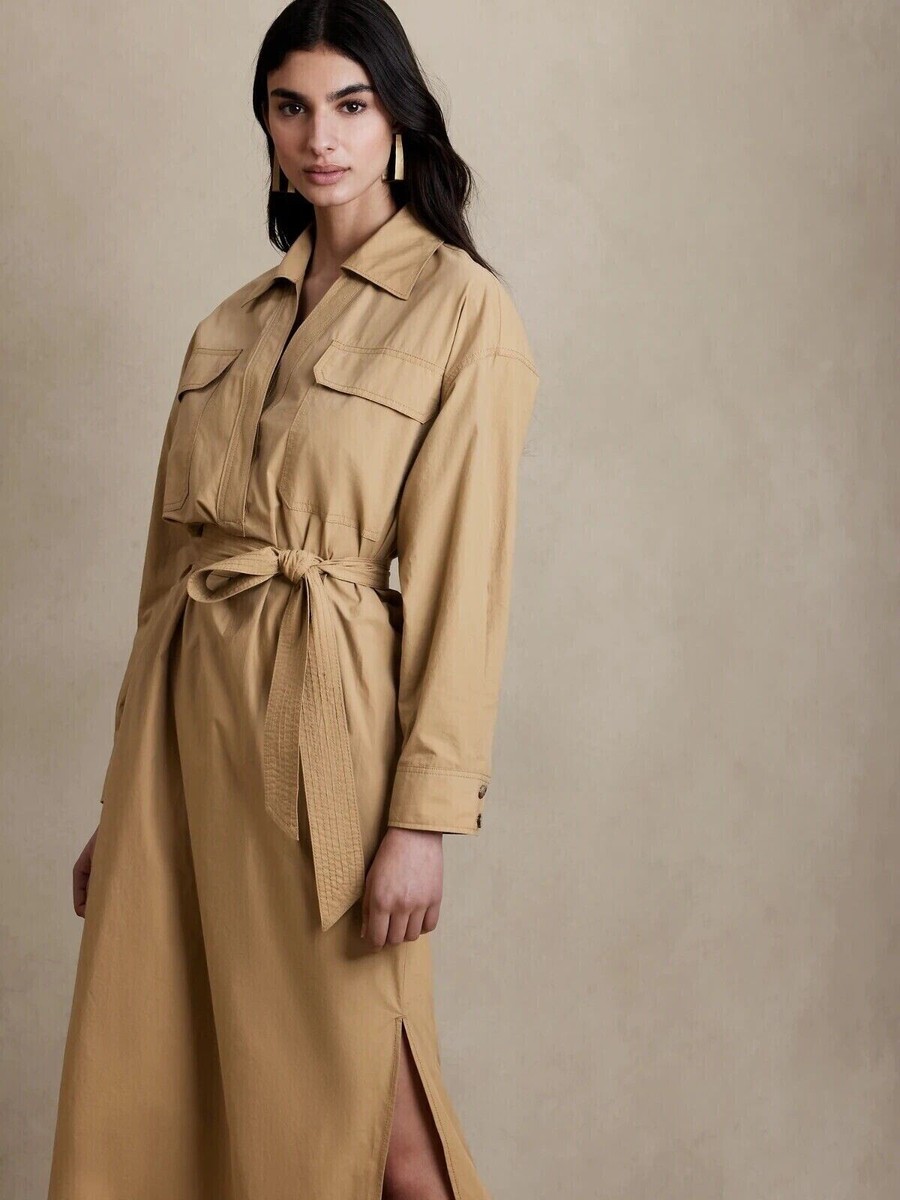 shirt dress olive green Phoenix Belted Shirt Dress