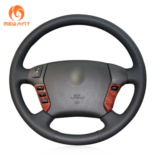 Black Artificial Leather Steering Wheel Cover Wrap for Toyota Crown 2006-2009 - Foto 1 di 9