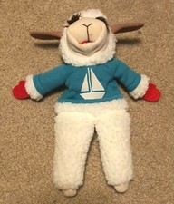 1993 Lamb Chop Plush 11  Hand Puppet Shari Lewis Blue Shirt Small Puppet Plush