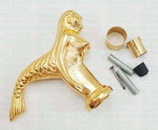 Vintage Golden Mermaid Head For Wooden Walking Stick Cane Only Handle