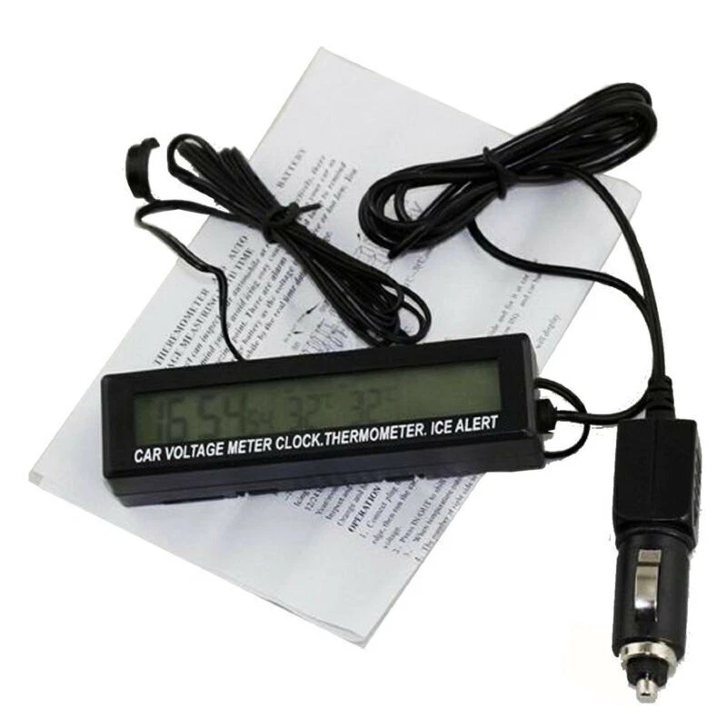12V Digital LCD Car Thermometer Clock Time Voltmeter Gauge Orange&Bule Backlight - Image 2 of 4