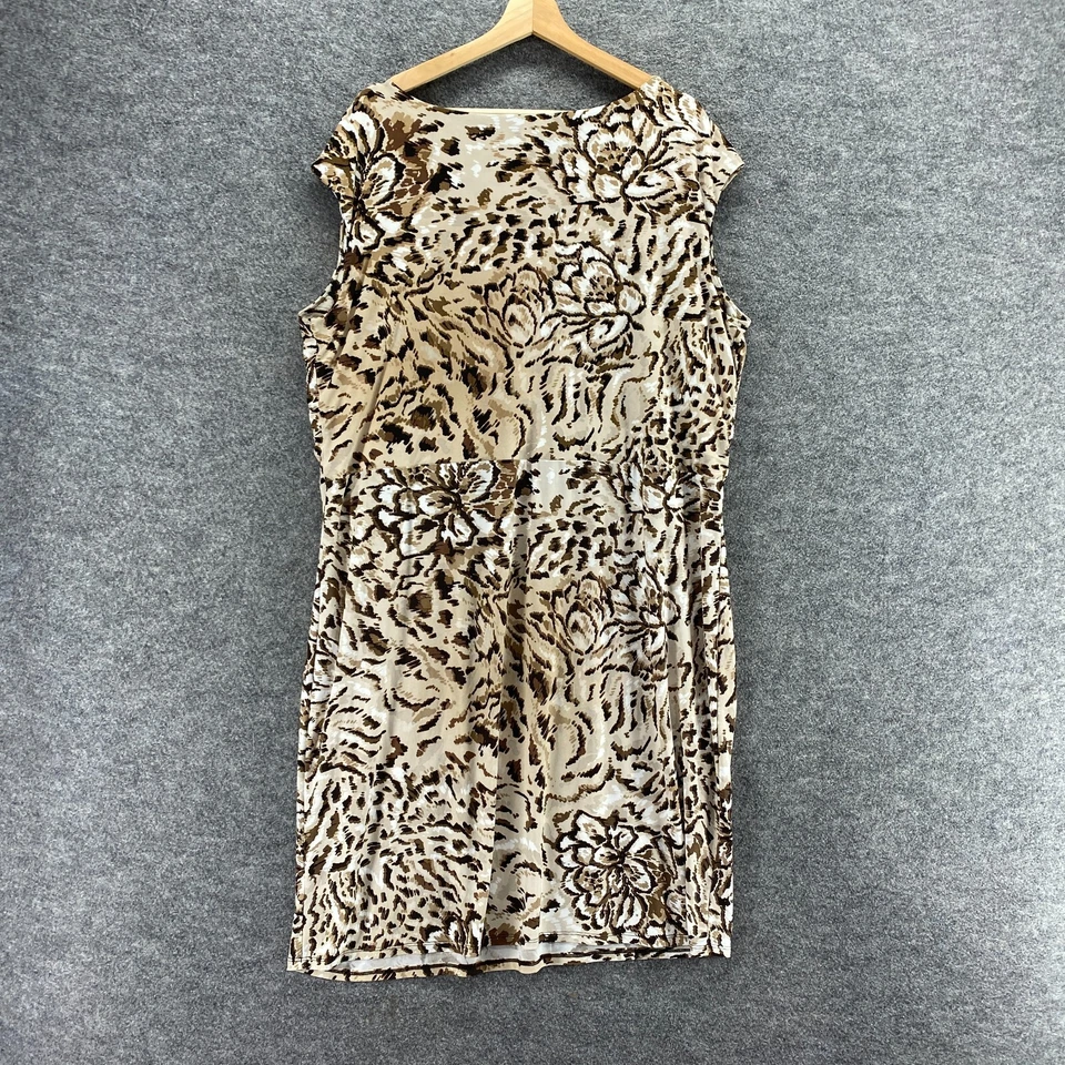 Vestido Dana Buchman Mujer 1X Plus Beige Estampado Animal Cambio Midi Sin Mangas Informal Foto 2 de 4