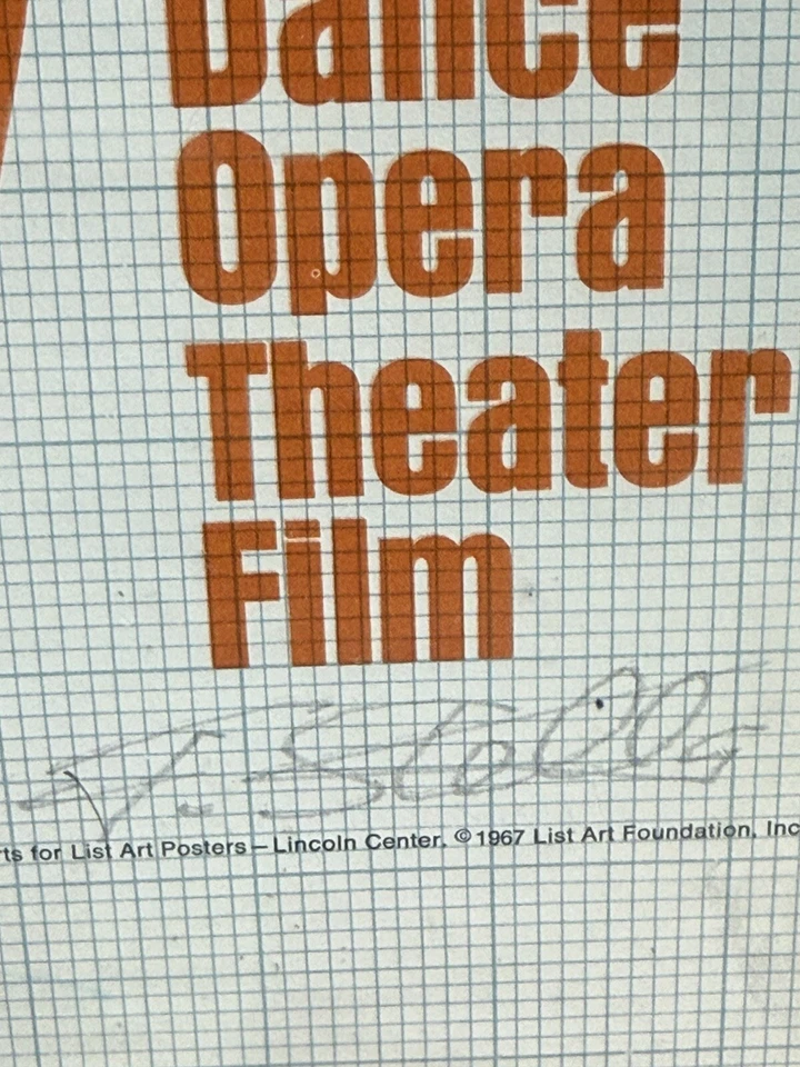 PÓSTER CENTRAL LINCOLN FIRMADO ENMARCADO IMPRESIÓN LITOGRÁFICA MCM 1967 RARO FRANK STELLA Foto 4 de 4