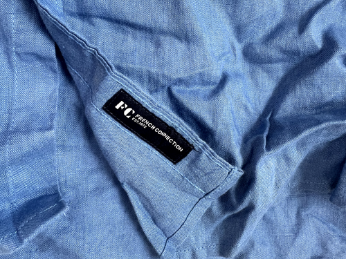 French Connection Linen Classic Fit Long Sleeve Button-Up Shirt Blue Size Medium - Picture 6 of 12