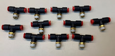 LOT OF 11 SMC Pneumatics Fitting Tee, 1/4" Tube OD x 1/8 Pipe