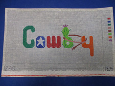 The Elegant Stitch Handpainted Needlepoint Canvas Cowboy Sign