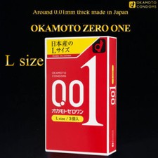 NEW Japan OKAMOTO 001 L size Large 0.01 Polyurethane Condom  3 pcs / box