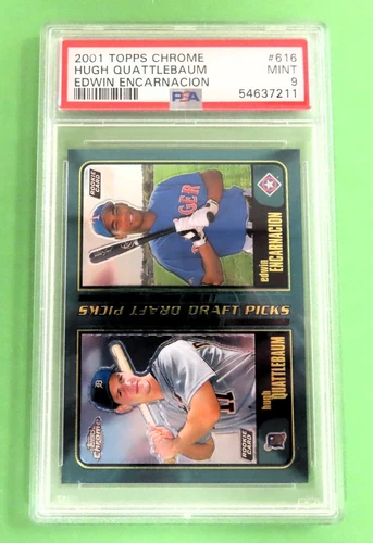 2001 Topps Chrome EDWIN ENCARNACION / HUGH QUATTLEBAUM #616   PSA 9 MINT
