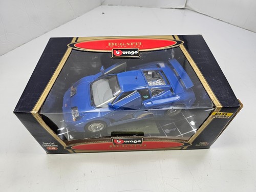 Vintage Burago 1:18 Scale Die Cast Blue Bugatti EB 110 1991