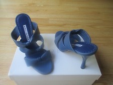  765 Manolo Blahnik Cyrica Knot Slide Heel Sandals Lambskin 37 US 6.5 7 NEW
