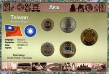 1990-2008 TAIWAN (REPUBLIC OF CHINA) BU TYPE SET (5) w BI-METAL - LITTLETON CARD