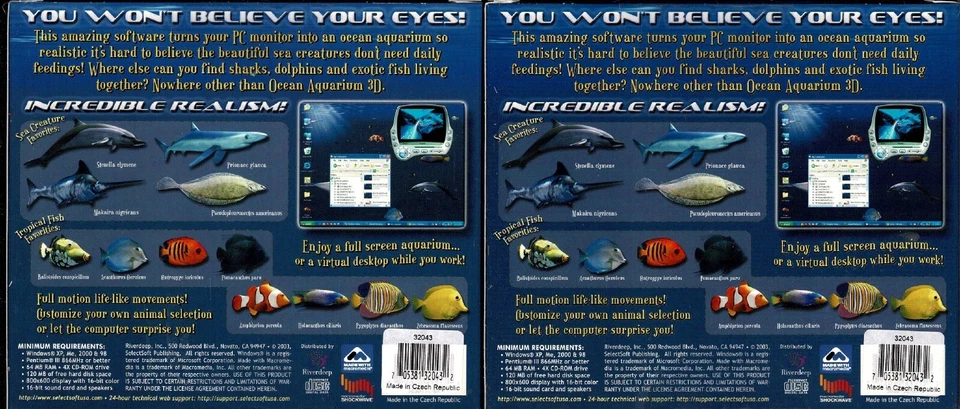 Lot of 2 Ocean 3D Aquarium Screensavers Pc New XP 12 Tropical Fish to Dolphins - Image 2 of 2