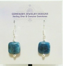 Sterling Silver Natural APATITE Gemstone Dangle Earrings 1714...Handmade USA