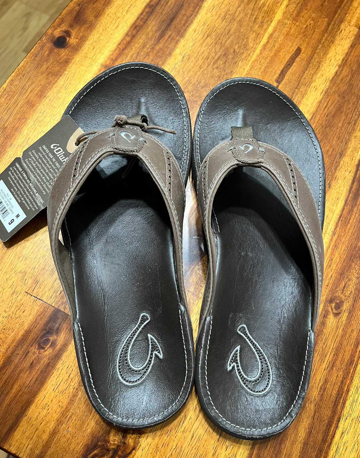 Olukai Sandals Mens Nui Leather Flip 