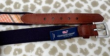 NWOT Boy&rsquo;s Vineyard Vines Spring - Summer Plaid Navy Belt Easter Lg. Large