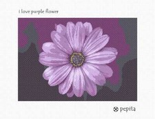 I Love Purple Flower Needlepoint Kit or Canvas