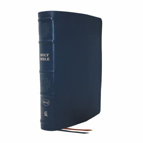 NKJV, Single-Column Reference Bible, Genuine Leather, Blue, Comfort Print : ...