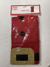Santa Sack Large Christmas Felt Gift Present Stocking Bag Red 26x18 Gold Buckle