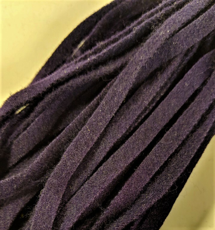 Dorr Mill Wool Strips Rug Hooking Eggplant, 18” long 8 Blade Cut 50 ct