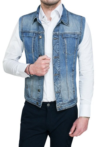 Giubbotto smanicato di Jeans uomo Diamond casual slim fit aderente da XS a  XXL | eBay