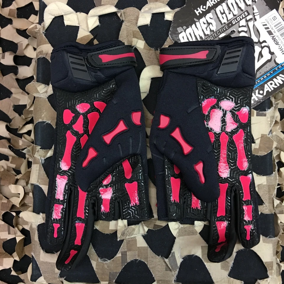 Nuevos guantes de paintball MEDIANOS HK Army Bones - negros/rojos Foto 4 de 4