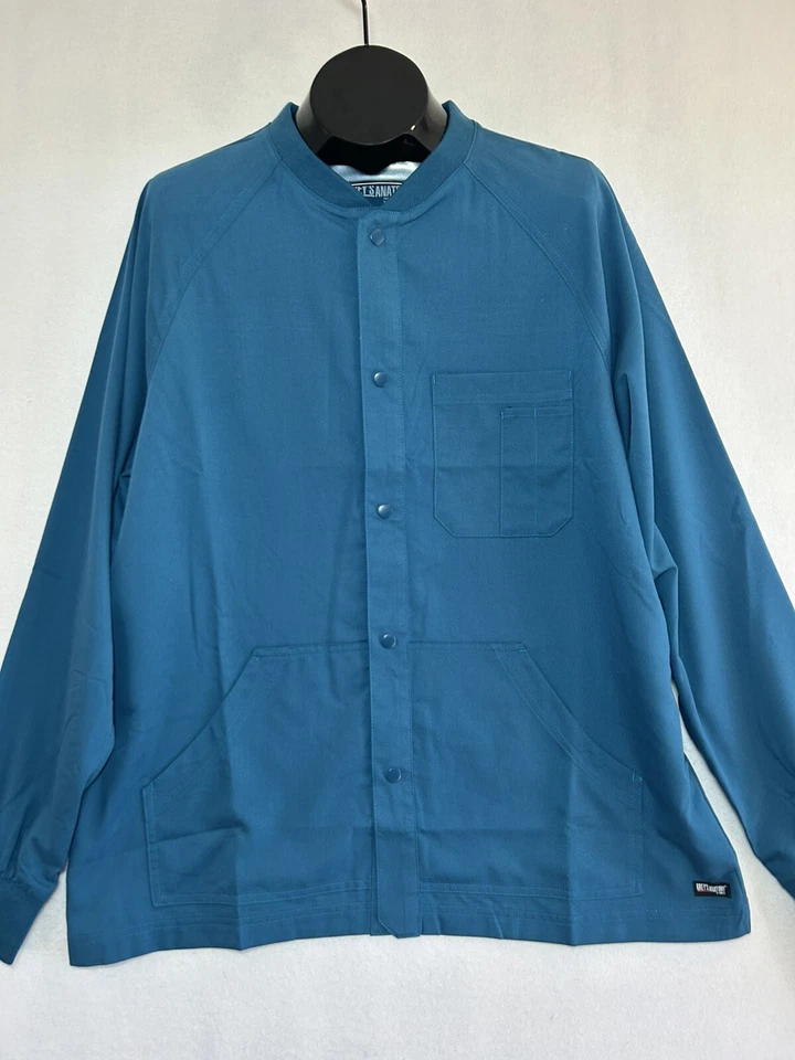 Grey's Anatomy Mens Snap Front Raglan Warm Up Scrub Jacket  ROYAL BLUE L 0406 - Image 3 of 4
