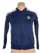 Vintage Y2k Adidas Zip Jacket Navy Blue and white Blue Tag Trefoil Logo Youth S
