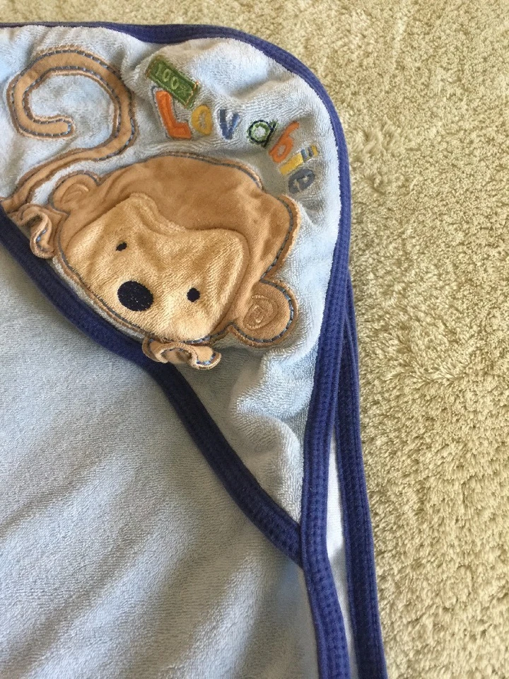 Детское банное полотенце с капюшоном Child Of Mine Boys Blue Brown Monkey Lovable - Изображение 3 из 4