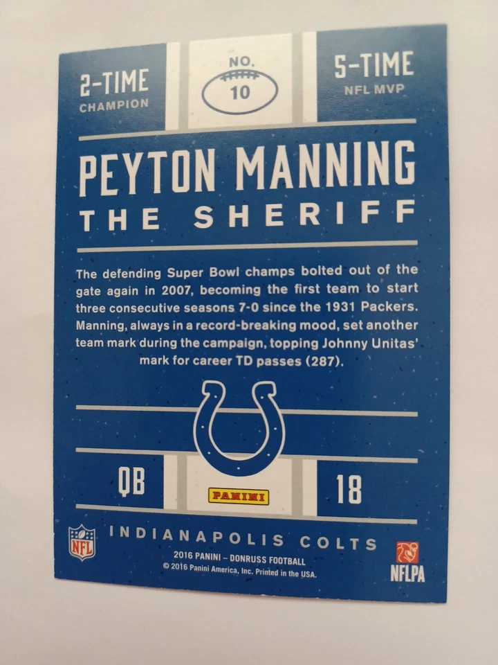 2016 Donruss - The Sheriff Peyton Manning Tribute #10 Peyton Manning - Image 3 of 3