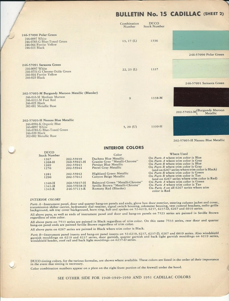 Cadillac Fleetwood serie 75 virutas de pintura 1951 y 1952 (Dupont) Foto 4 de 4
