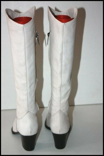 R&RENZI Bottes Pointues Tout Cuir Blanc T 36 ETAT NEUF  - Photo 4/4