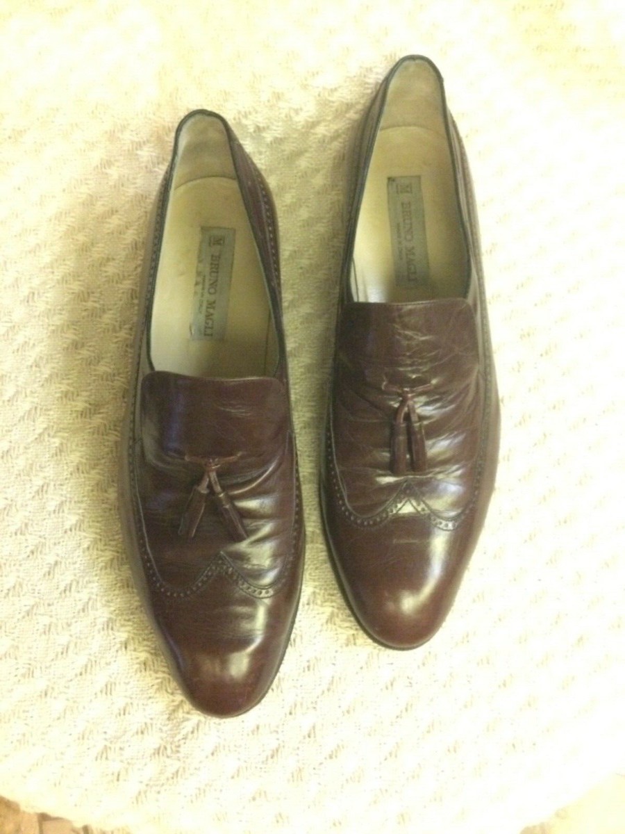 BRUNO MAGLI MENS WING TIP LEATHER TASSEL LOAFERS DARK BROWN 12M MADE IN ITALY BRUNO MAGLI MENS WING TIP LEATHER TASSEL LOAFERS DARK  main image 4