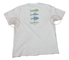 Vineyard Vines T-Shirt Top Boy's Size L White Short Sleeve Fish Cotton READ 