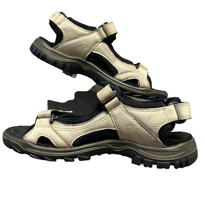 Ecco Receptor Yucatan Beige Leather Comfort Sport Sandals Womens 40 US 8.5-9