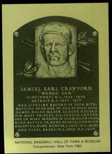 Wahoo Sam Crawford Rare 1981-89 Hall of Fame Plaque Metallic Card 