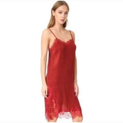 red polka dot slip dress