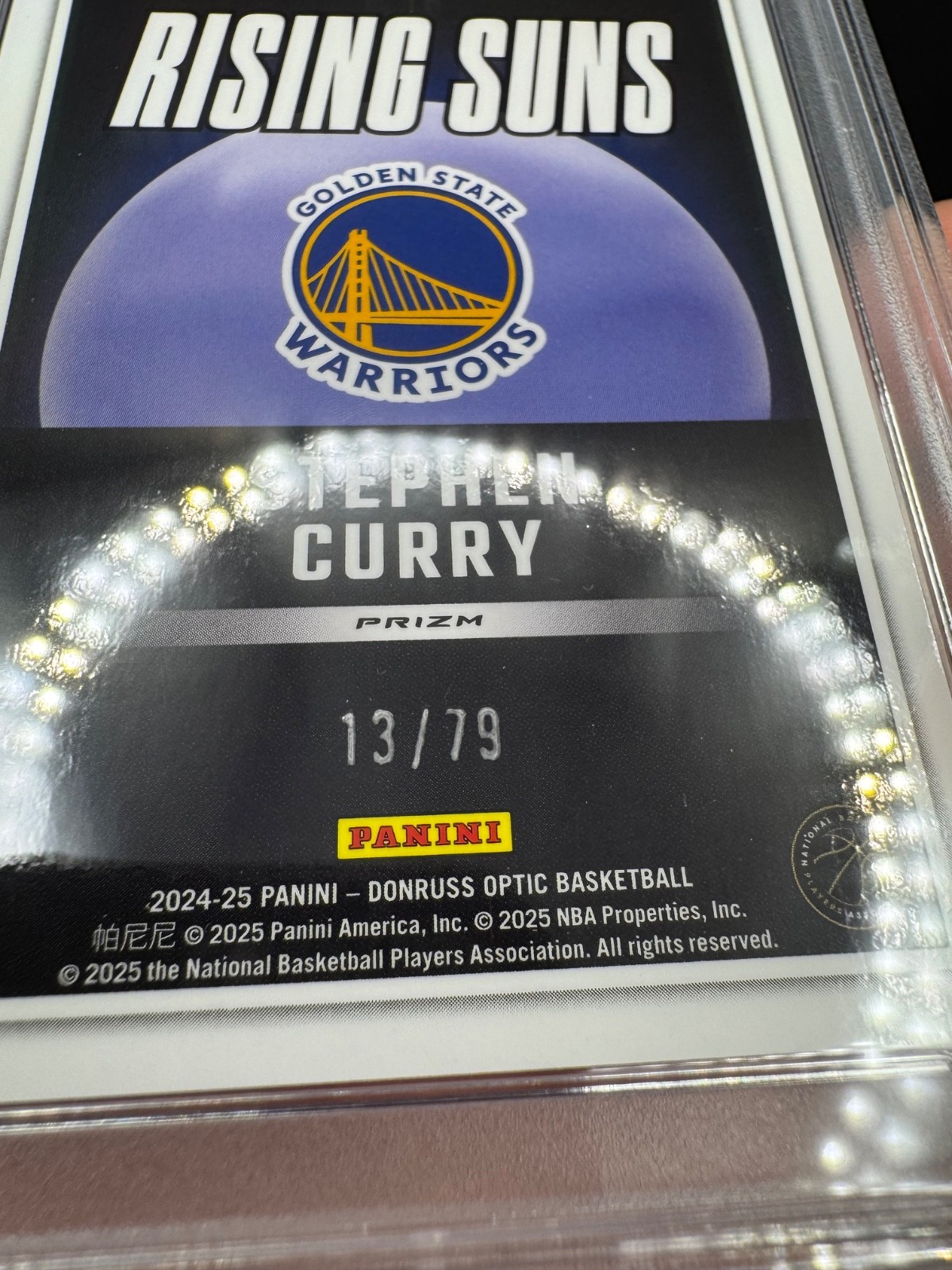 2024-25 Donruss Optic Stephen Curry Rising Suns Pink Velocity /79 PSA 10 Warrior view 3