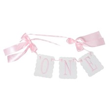 High Chair Banner: One Year Old Birthday Bow Tie Banner - Pink Tassel Garland -