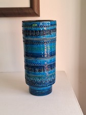 Vaso alto ceramica Bitossi Rimini smalto blu_______________raro alla moda pottery