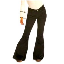 ROCK  ROLL COWGIRL CORDUROY BLACK BELL BOTTOMS HIPPIE WESTERN mid row 30 x 36