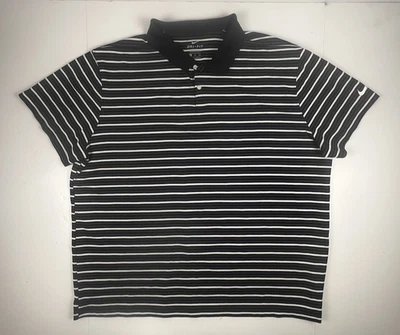 Nike Dri-Fit Victory Stripe Polo Mens 3XL Black Golf Embroidered Logo BV0367 - Image 1 of 4