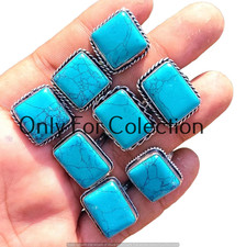 Green Turquoise Gemstone 925 Sterling Silver Plated Rings Lot Fashion Jewelry